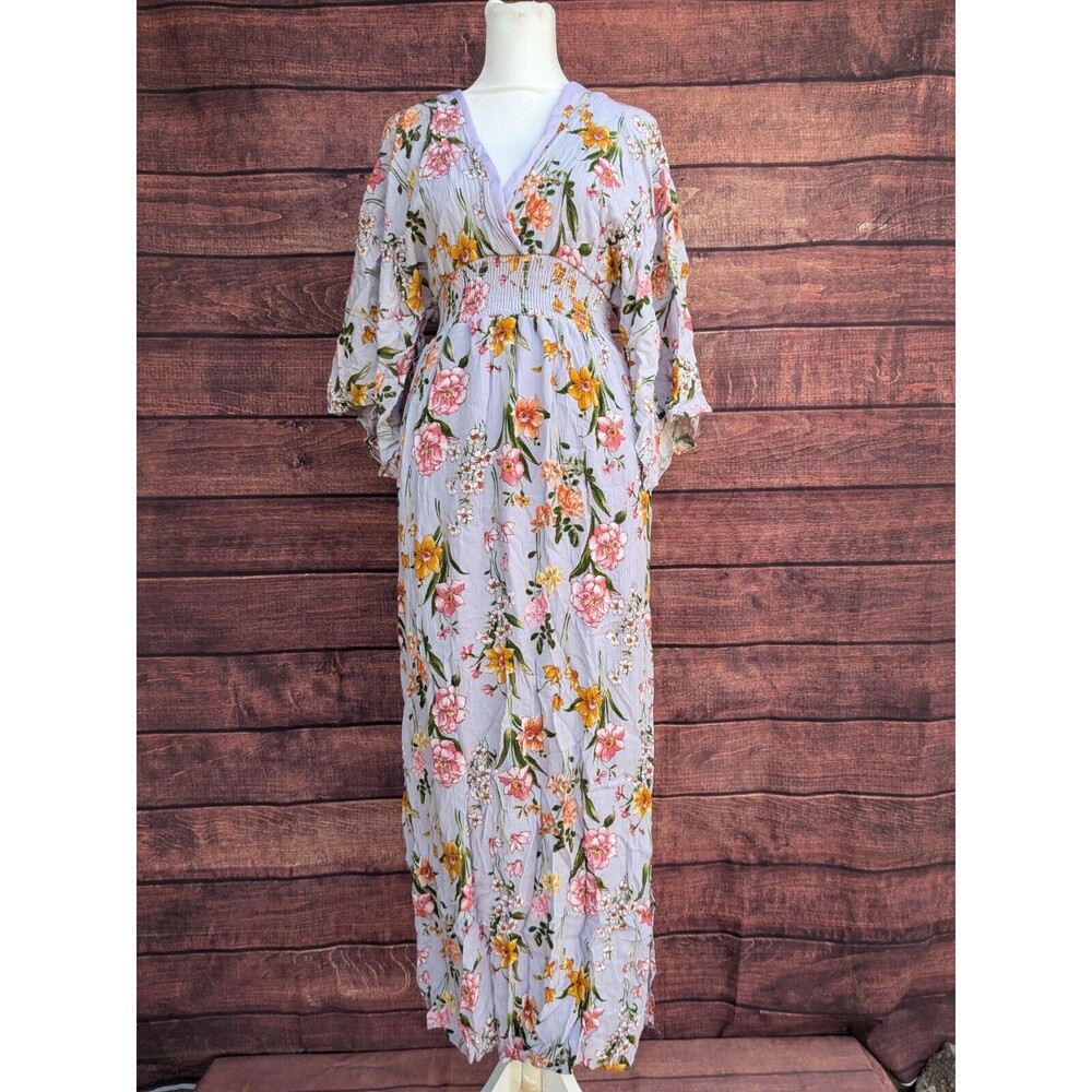 Lulus Lavender Deep v-Neck Split Flutter Sleeve Floral Dress Size Small - Picture 1 of 9